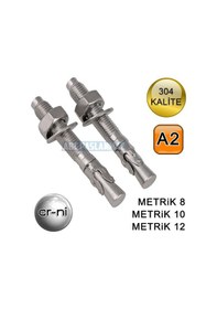 Resim Paslanmaz Çelik Dübel Klipsli 304 Kalite A2 M10 X 90 MM 