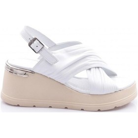 Resim Dgn 78-2432 Kadin Çapraz Bantli Kalin Taban Sandalet Beyaz 