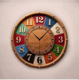 Resim Renkli Baskı Desenli Sayılı Hediyelik Ahşap Sessiz Tablo Duvar Saati 148 Renkli 