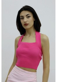 Resim Saklımoda Boyun Geçirmeli Triko Büstiyer Fuşya - P-019915 Çok Renkli 