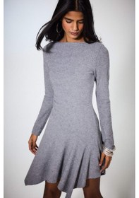 Resim Defacto Bisiklet Yaka Uzun Kollu Mini Elbise G8699ax25cwgr101 Gri-gr101 