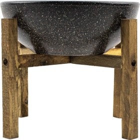 Resim Bitki Tasarımı Ev Dekorasyon Siyah Granit Aranjman Sunumluk Toprak Saksı 4 Ayaklı 20 Cm Çap 