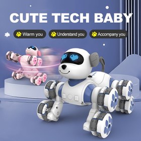 Resim 500mAh Dahili 3.7V Lityum Bataryalı Sekiz Tekerlekli Q-Meng Akıllı Robot Köpek, Çok Fonksiyonlu Robot Köpek 