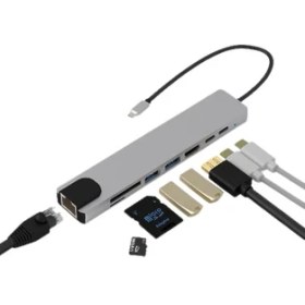 Resim Bintech 8 In 1 Type-C To 4K HDMI Gigabit Ethernet Lan Adaptör 