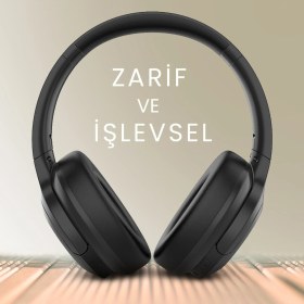 Resim HiFuture FutureTour Kablosuz Bluetooth 5.2 ANC Gürültü Engelleyici Mikrofonlu Kulak Üstü Kulaklık Siyah 