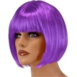 Resim Kısa Mor Peruk Saç 