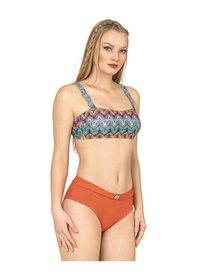 Resim Endeep Kadın Dokulu Desenli Straplez Bikini Takımı Turuncu 