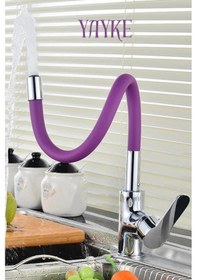 Resim Yayke Mor Renkli Oynar Başlıklı Musluk Batarya Başlığı Kobar 