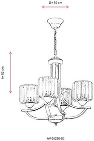 Resim AVONNI AV-65226-4E Eskitme Kaplama Modern Avize, E27, Metal, Kristal, 55cm 