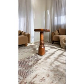 Resim Wood Wooden Ahşap Tekli Mantar Yan Sehpa Modern Açık Ceviz Renk Fiskos 