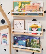 Resim EMTA 60 Cm Ahşap Raf Beyaz Çıtalı Montessori Kitaplık Çocuk Odası Aksesuar Dekorasyon 