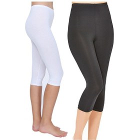 Resim 2'li Lüx Modal Kapri Kadın Tayt Karışık Renk 