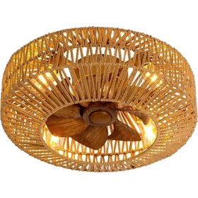 Resim Vanti 15W 4XE27 Hasır Avizeli Kumandalı Tavan Vantilatörü KCF301 