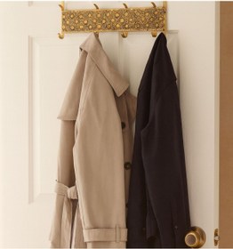 Resim Venon Kapı Askılığı 14x45 cm Metal Kapı Arkası Askılığı Amerikan Kapı İle Uyumludur Siyah Sarı Patine 