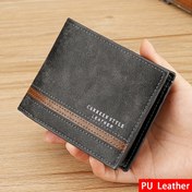 Resim 1 adet CARRKEN Erkekler için Vintage Esintili Siyah & Kahverengi Suni Deri Bifold Cüzdan Dikiş Detaylı - Fermuarlı Bozuk Para Cebi ile Kompakt Çok Kartlık, Erkekler için İdeal Hediye, Şık Küçük Cüzdan 