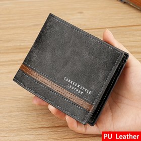 Resim 1 adet CARRKEN Erkekler için Vintage Esintili Siyah & Kahverengi Suni Deri Bifold Cüzdan Dikiş Detaylı - Fermuarlı Bozuk Para Cebi ile Kompakt Çok Kartlık, Erkekler için İdeal Hediye, Şık Küçük Cüzdan 