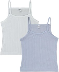 Resim Civil Girls Ribana Çizgili 2-10 Yaş 2'li Atlet Set - Beyaz - Beyaz-Lila / 2-3 Yaş 