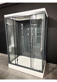 Resim 90x150 Üç Cephe Kompakt Sistem Duşakabin Antrasit Yerli Üretim Kişiye Özel Tasarım 