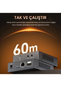 Resim Veggieg 1080p Full Hd 60hz Hdmı Kvm Extender 60 Metre Cat5e/6 Hdmı Menzil Genişletici Uzatıcı 