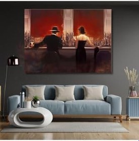 Resim Brent Lynch Cigar Barda Akşam Yemeği Kanvas Tablo Duvar Tablosu Salon Tablosu 