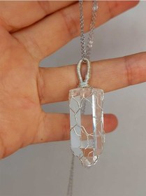 Resim Kristal Kuvars Metal Malzemeli El Örgüsü Özel Pandül Sarkaç Koly 