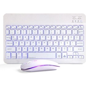 Resim Guoi Lenovo Tab M9 tüm seri RGB Işıklı Bluetooth & Wireless Türkçe Klavye Mouse Seti 