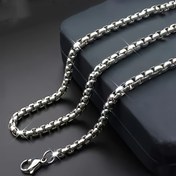 Resim 1 adet Paslanmaz Çelik Kare Kutu Zincir Kolye, Minimalist Tarzı Moda Boyun Zinciri Takı Aksesuarı, Zarif Unisex Tasarım 