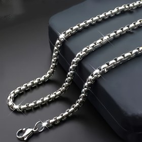 Resim 1 adet Paslanmaz Çelik Kare Kutu Zincir Kolye, Minimalist Tarzı Moda Boyun Zinciri Takı Aksesuarı, Zarif Unisex Tasarım 