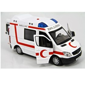 Resim Vardem 1:32 Işıklı Sesli Metal Ambulans (Çek-Bırak Özellikli) 