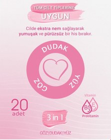 Resim Paddlers Yüz Göz ve Dudak İçin 3'ü 1 Arada Makyaj Temizleme Mendili 20 Yaprak 