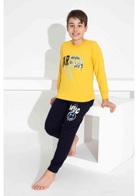 Resim Tarık Erkek Çocuk Desenli Uzun Kollu Pijama Takımı-949 Sarı 