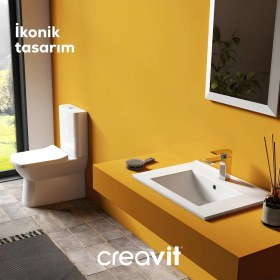 Resim Creavit Nova Beyaz Kanalsız Duvara Sıfır Klozet Takımı NV361, Creavit Lara Yavaş Kapak 