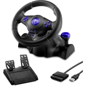 Resim Marsilyan Oyuncu Direksiyon Seti 180° 3ın1 Ps3/ps2/pc Siyah VW9803 