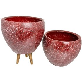 Resim Bitki Tasarımı Ev Dekorasyon Bordo Granit Toprak Saksı Saksılık Salon Çiçeklik İkili Set Ayaksız - 3 Ayaklı- 15 CM 