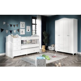 Resim Angel Büyüyebilen Mavi Kulplu Bebek Odası Takım 