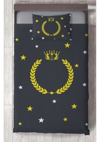 Resim Mekta Home Bebek Ve Çocuk Odası Yol Ve Seksek Desenli Antrasit Yatak Örtüsü Renkli 