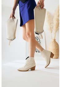 Resim Caarina Bej Çıkarılabilir Konçlu Çizme-bot 001 