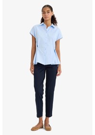 Resim Defacto Fitted Poplin Kısa Kollu Gömlek F7313ax25aube823 Mavi 