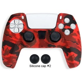 Resim Veri Kurbağa Playstation 5 İçin Silikon Kılıf Koruyucu Kapak Cilt Joystick Camo Red 