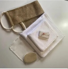 Resim %100 Keten 6'lı Banyo Hamam Seti 