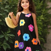 Resim Çekici Kızlar için Çiçek Desenli Kolsuz Elbise - Rahat & Konforlu, Polyester Karışımı, Makinede Yıkanabilir, Omuz Açık Yaka, Yazlık Geziler İçin Mükemmel, Kızlar İçin Sevimli Elbise, Çiçek Desenli, Günlük Moda 