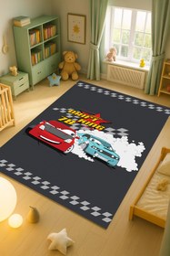 Resim Kessy Home Studio Drift King Araba Desenli Eğlenceli Oyun Halısı Yıkanabilir Kaymaz Taban Çocuk Odası Halısı 6 