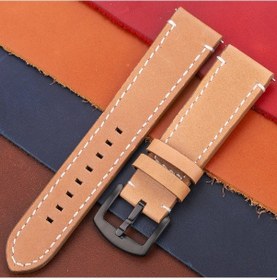 Resim Hakiki Deri Kordonlu Saat 7 Renk Vintage Kayış 18mm 20mm 22mm 24mm Kadın Erkek Brown Black Clasp 20mm 