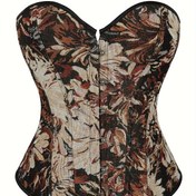 Resim Kadınlar için Vintage Çiçek Desenli Askısız Korse, Polyester %90 Elastan %10 Örgü Kumaş, 250g/m² Göğüs Üstü Sıkıştırıcı için Cadılar Bayramı, Yetişkin Korse 
