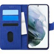 Resim Samsung Galaxy S21 Plus Kılıf Fabric Book Wallet Lacivert Microsonic
