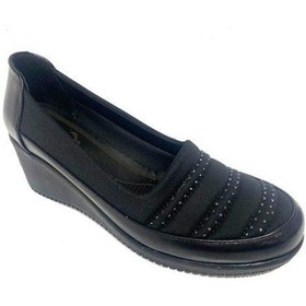 Resim Sdf B-03 Deri Trend Fashion Dolgu Topuklu Kadın Ayakkabı Siyah 