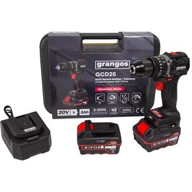 Resim Grangos GCD25-F2 20V 5 Ah Çift Akülü Darbeli Kömürsüz Matkap 65 NM 