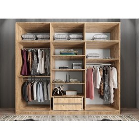 Resim Runa Sürgü Kapaklı Gardırop Yüklüklü Çam 180cm 