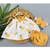 Resim Murat Baby Kız Bebek Ananas Baskılı Elbise Set 