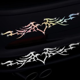Resim 1 Adet Kalp Melek Kanatları Stickerı, Arabalar ve Buzdolabı için Parlak Vinil Gotik Tasarım Dekoratif Etiket 